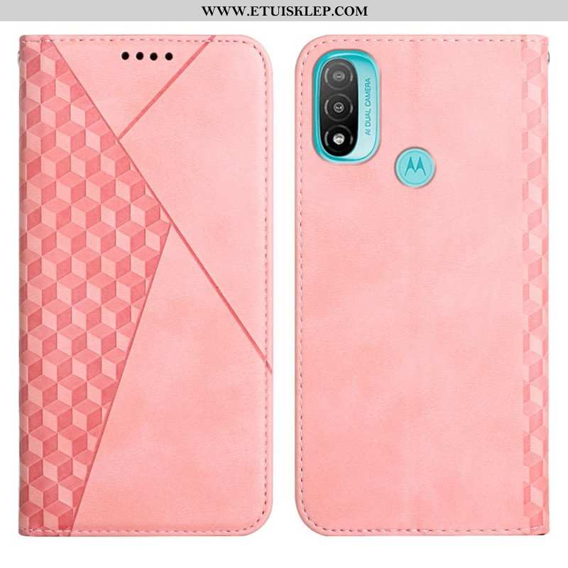 Etui Na Telefon do Moto E40 / E30 / E20 Etui Folio Efekt Geo Skóry